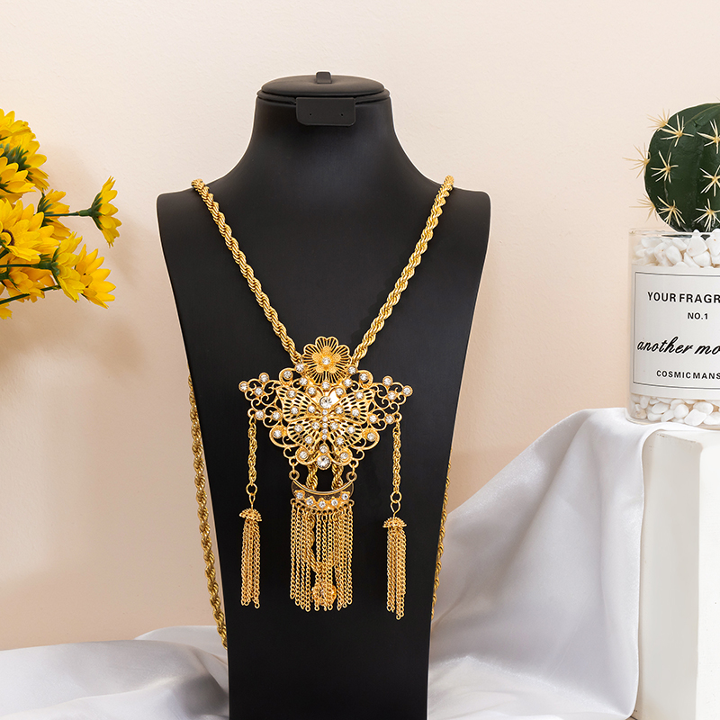 Ethnic Fashion Jewellery - Vintage Hollow Rhinestone Butterfly Pendant Necklace