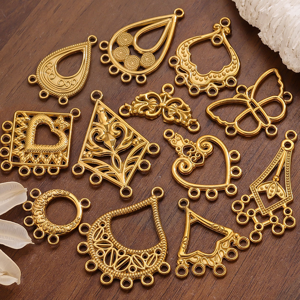 Ethnic Fashion Jewellery - 5pcs Stainless Steel Earring Connector Charms