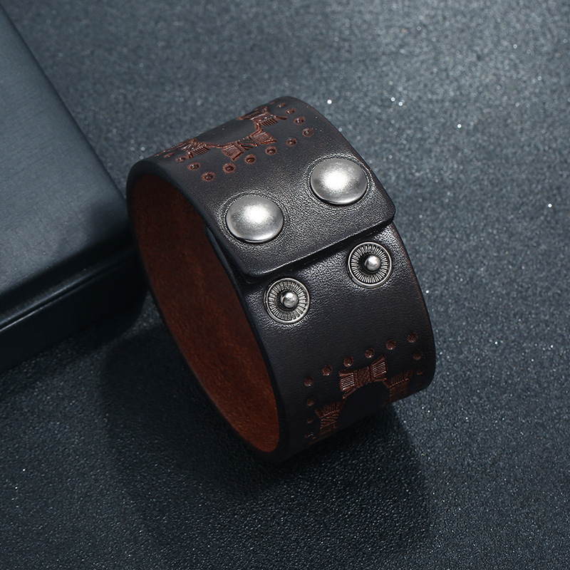 Retro Brown Wide Cowhide Brace - Ethnic Fashion Pk recension och pris